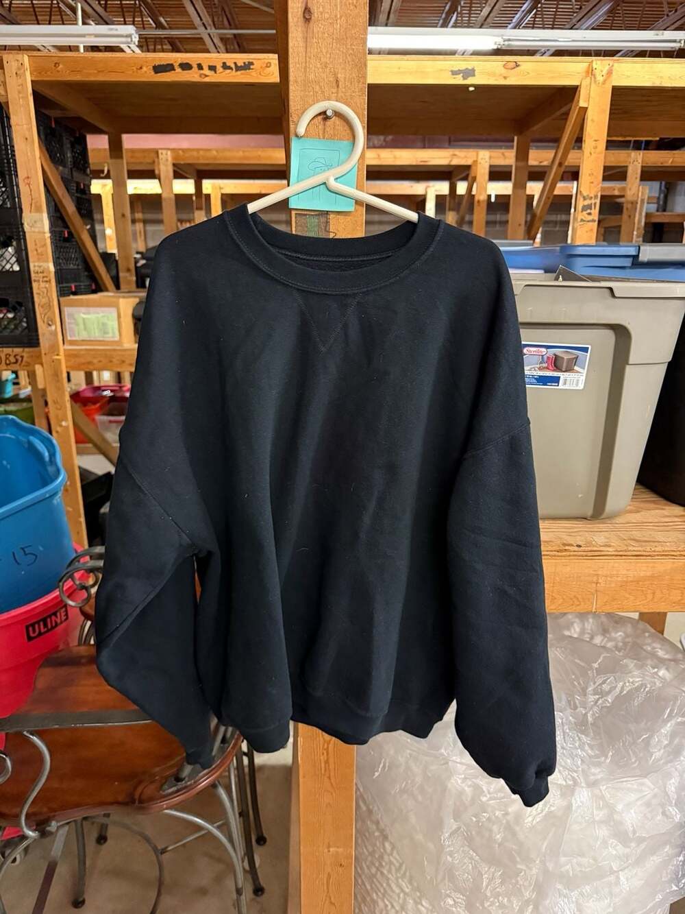 Jerzees Crewneck Sweatshirt Size 2XL Black Blank Pullover
